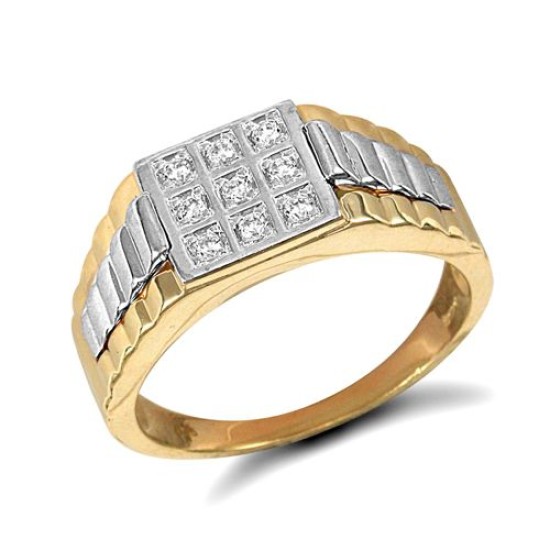9ct Yellow Gold Gents Cubic Zirconia Ring