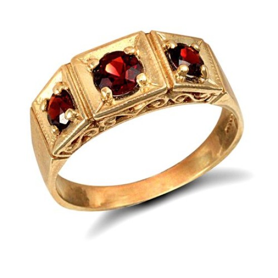 9ct Yellow Gold Gents Garnet Ring