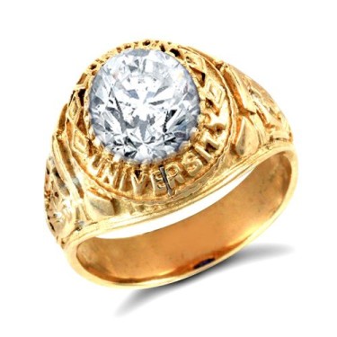 9ct Yellow Gold Cubic Zirconia Stone College Ring