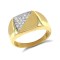 9ct Yellow Gold Signet Ring Half-Cubic Zirconia