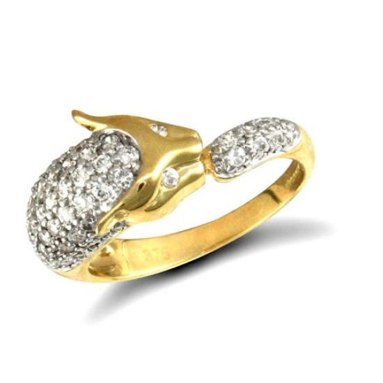 9ct Yellow Gold Cubic Zirconia Panther Ring