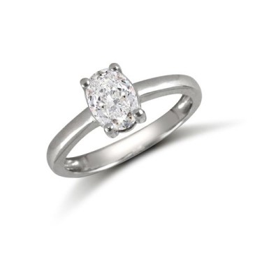9ct White Oval Cut CZ Solitaire Ring