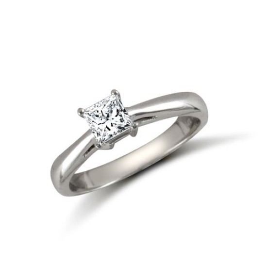 9ct White Princess Cut CZ Solitaire Ring