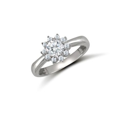 9ct White Ladies CZ Cluster Ring