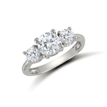9ct White Ladies CZ 3 Stone Cluster Ring
