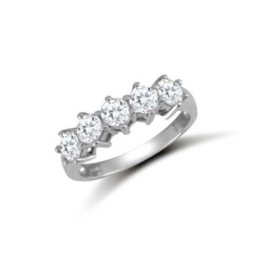 9ct White Ladies CZ 5 Stone Ring