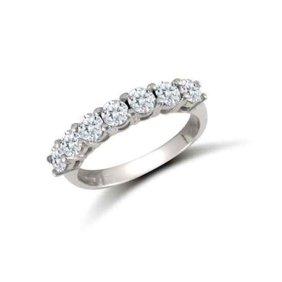 9ct White Ladies CZ 7 Stone Ring