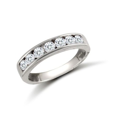 9ct White Ladies CZ Channel Set Half Et Ring