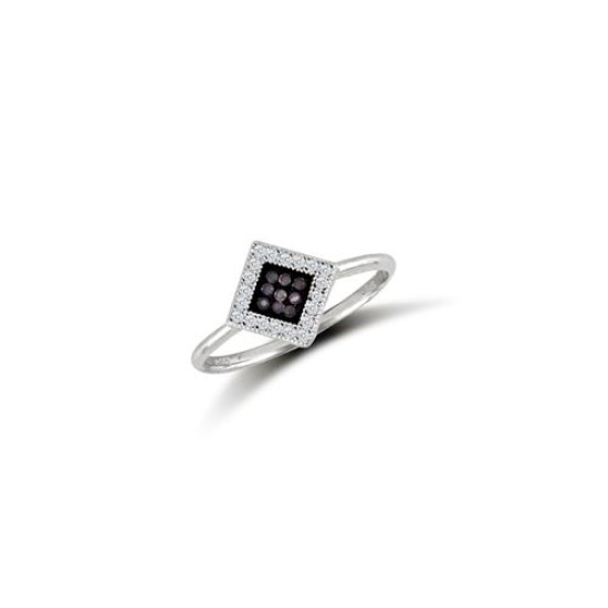 9ct White, Black & White CZ Ring