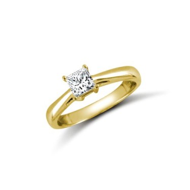 9ct Yellow Princess Cut CZ Solitaire Ring