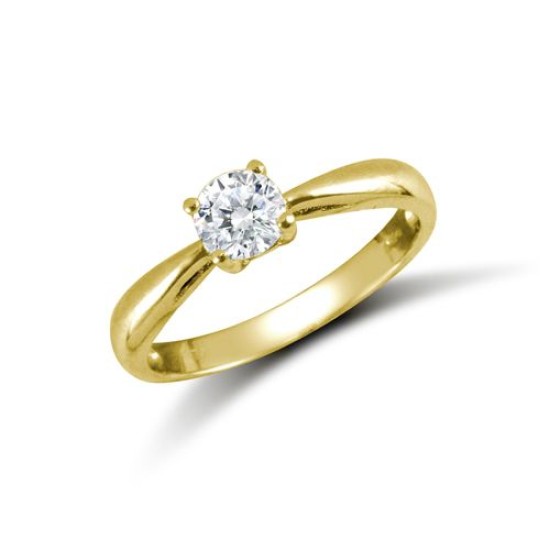 9ct Yellow Rbc CZ Solitaire Ring