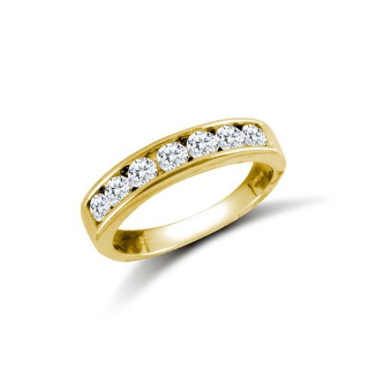 9ct Yellow Ladies CZ Channel Set Half Et Ring