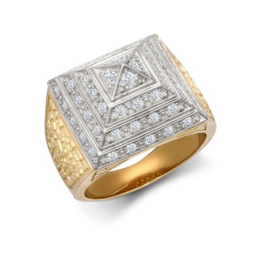 9ct Yellow Gold Half Ounce CZ Set Pyramid Ring
