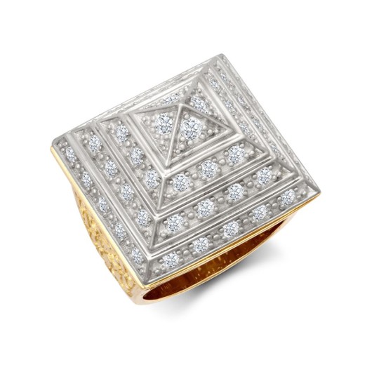 9ct Yellow Gold 1.5 Ounce CZ Set Pyramid Ring