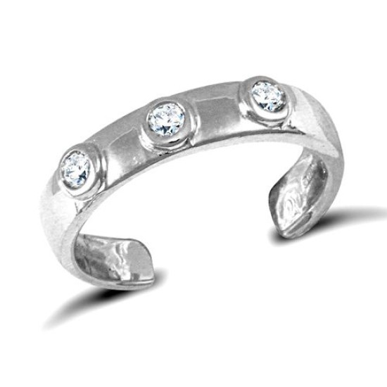 9ct White Gold Cubic Zirconia Toe Ring