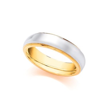18ct Yellow and White Fancy 4mm Wedding Band 4mm