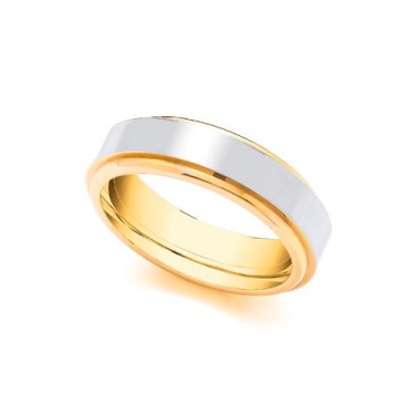 18ct Yellow and White Fancy 4mm Wedding Band 4mm
