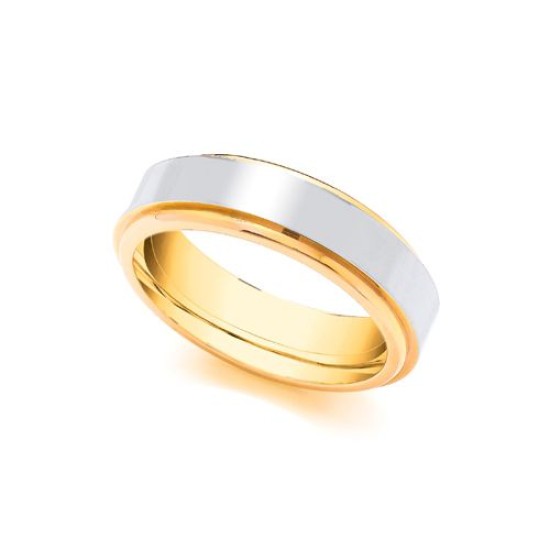 18ct Yellow and White Fancy 4mm Wedding Band