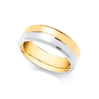 18ct Yellow and White 5mm Wedding Band 5mm