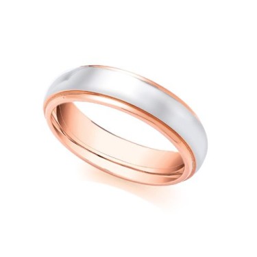 2 Colour 9ct Rose and White Fancy 6mm Wedding Ring 6mm