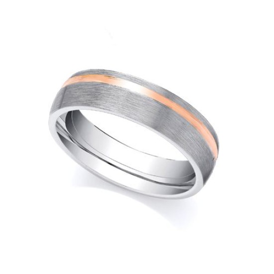 2 Colour 9ct Rose and White Fancy 4mm Wedding Ring