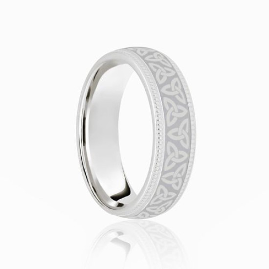 9ct White Court 5mm Celtic Laser Engraved Wedding Band