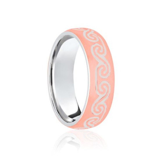 18ct White & Rose Court 6mm Celtic Laser Engraved Wedding Band