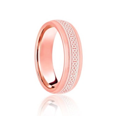 9ct Rose & White Court 5mm Celtic Laser Engraved Wedding Band 5mm