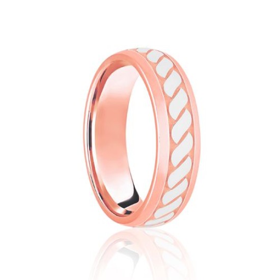 18ct Rose & White Court 6mm Celtic Laser Engraved Wedding Band
