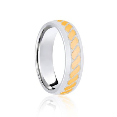 9ct White & Yellow Court 8mm Celtic Laser Engraved Wedding Band 8mm