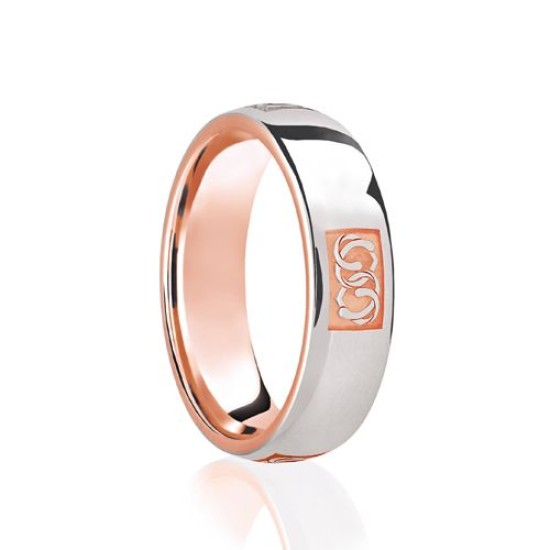 18ct Rose & White Court 6mm Celtic Laser Engraved Wedding Band