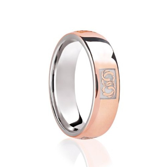9ct White & Rose Court 6mm Celtic Laser Engraved Wedding Band