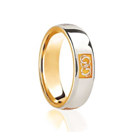 9ct Yellow & White Court 5mm Celtic Laser Engraved Wedding Band