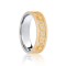 9ct White & Yellow Flat Court 7mm Celtic Laser Engraved Wedding Band 7mm