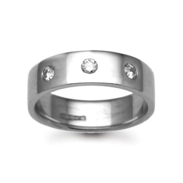Platinum 4mm Diamond 9pts Rubover set Wedding Ring 4mm