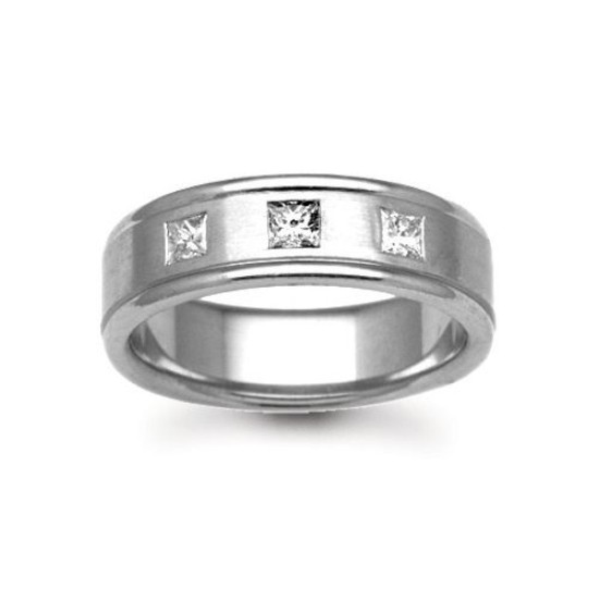 Platinum 6mm Diamond 30pts Rubover set Wedding Ring