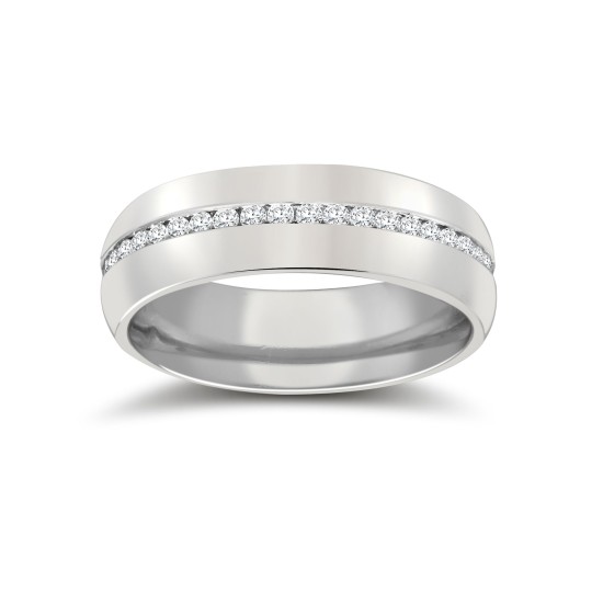 Platinum RBC Court Diamond Wedding Band Fully Set - 6mm - 70pts