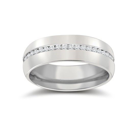 Platinum RBC Court Diamond Wedding Band Fully Set - 8mm - 80pts