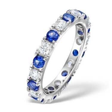 Platinum Claw Set Full Eternity Ring Diamond 1.00ct Sapphire1.70ct H Si