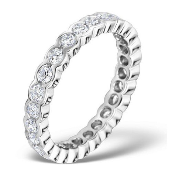 Platinum Rub Over Set Full Eternity Ring Diamond 1.00ct H Si