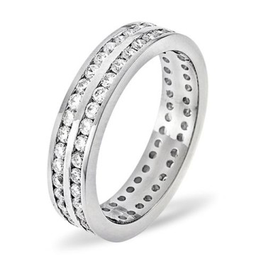 Platinum Channel Set 2 Row Full Eternity Ring Diamond 2.00ct H Si