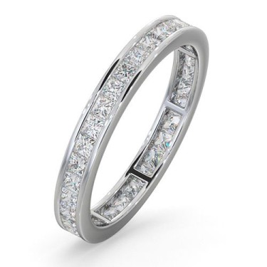Platinum Channel Set Princess Cut Full Eternity Ring Diamond 1.00ct H Si