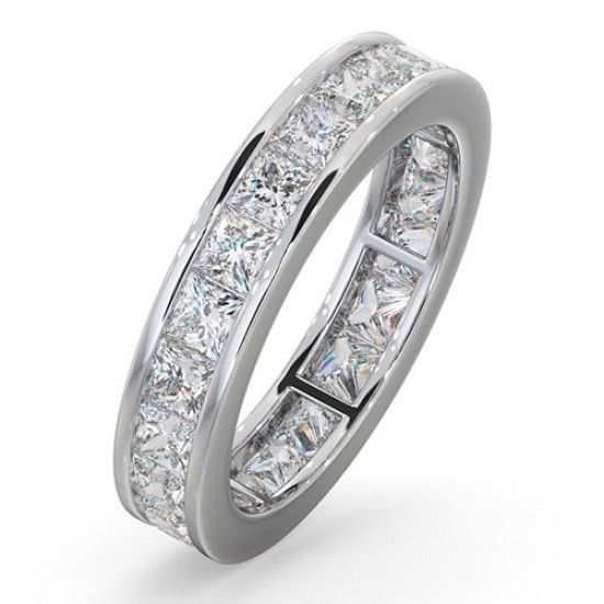 Platinum Channel Set Princess Cut Full Eternity Ring Diamond 3.00ct G VS