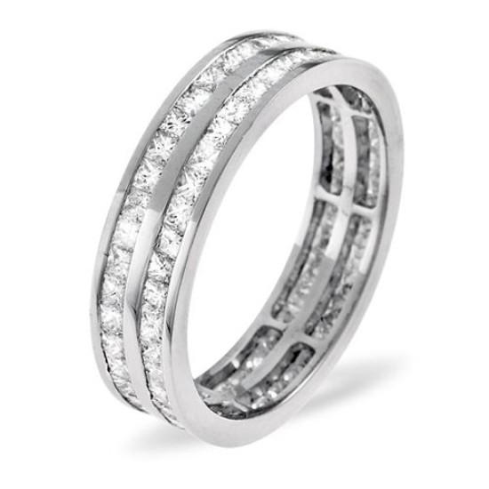 Platinum Channel Set 2 Row Princess Cut Full Eternity Ring Diamond 2.00ct G VS