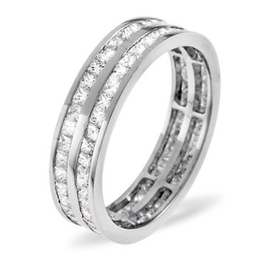 Platinum Channel Set 2 Row Princess Cut Full Eternity Ring Diamond 3.00ct G VS