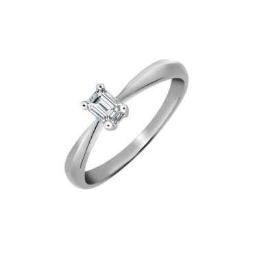 Platinum 75pts Emerald Cut Dia Solitaire Ring