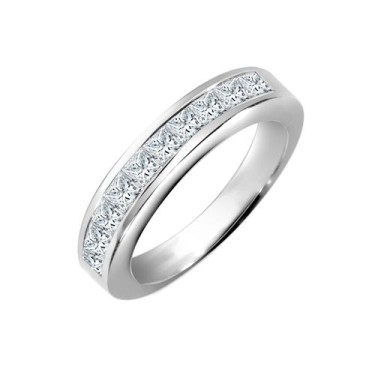 Platinum 1.00ct Channel Set P.Cut Dia Half ET Ring