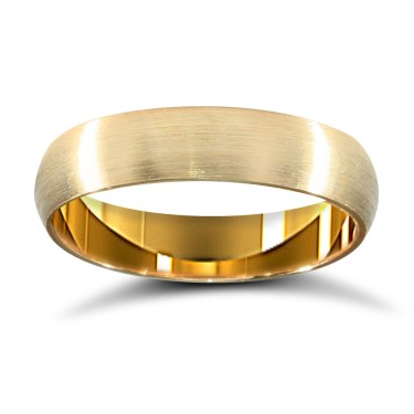 18ct Yellow Gold Standard Weight Court Profile Satin Wedding Ring 4mm