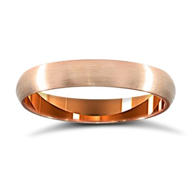 9ct Rose Gold Standard Weight Court Profile Satin Wedding Ring 3mm