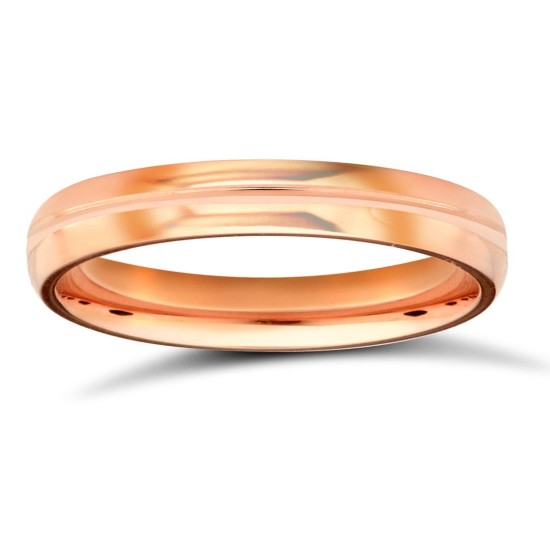 9ct Rose Gold Standard Weight Court Profile Centre Groove Wedding Ring
